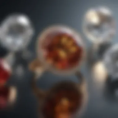 Understanding the Four Cs A visual representation of the four Cs of diamonds: cut, clarity, color, carat.
