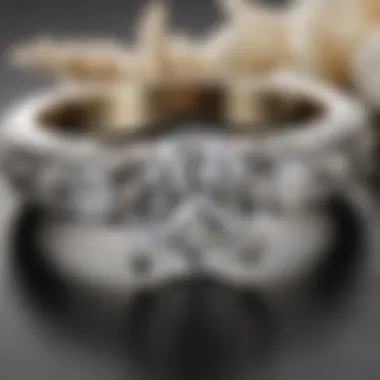 A close-up of a stunning diamond wedding ring set against a soft background