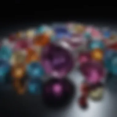 A beautifully arranged display of various gemstones with the September birthstone as the focus