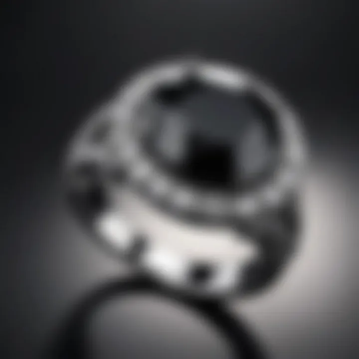 Elegant platinum ring featuring a stunning black diamond