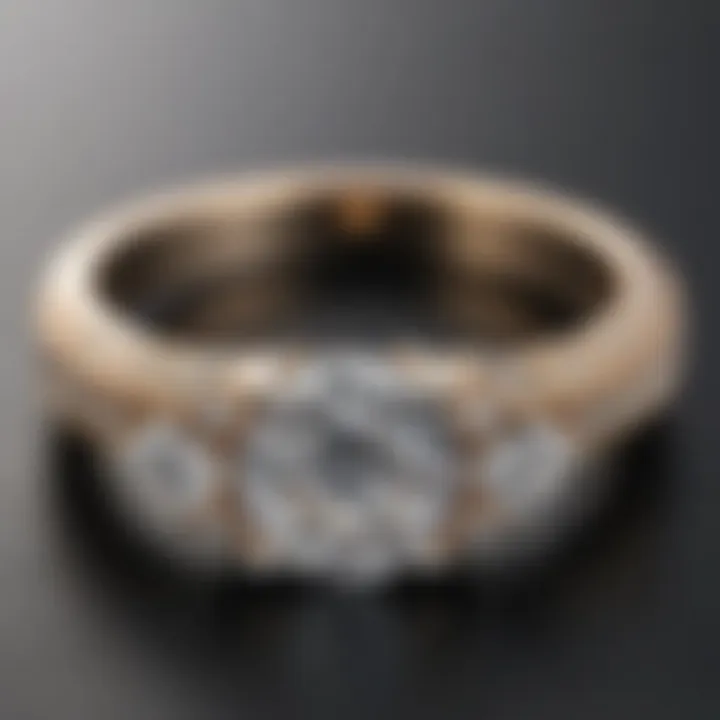 Close-up of a simple diamond ring showcasing its unique design features