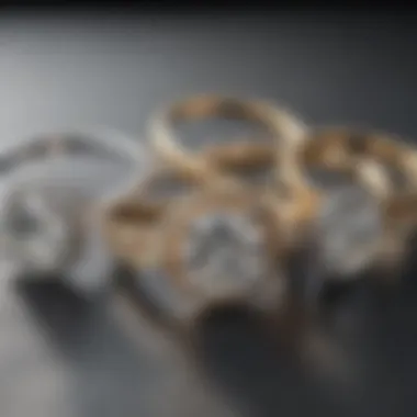 Trendy display of various simple diamond rings in modern settings