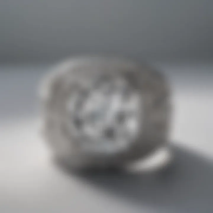 Close-up view of white gold ring showcasing its luster