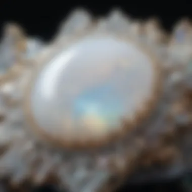 A close-up of a stunning white opal gemstone