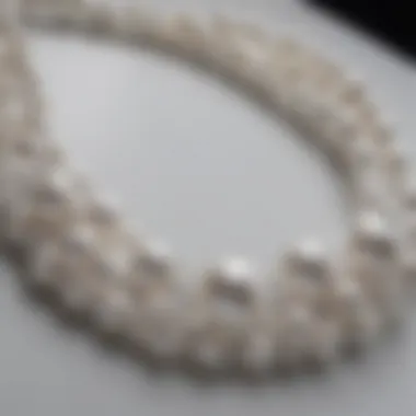 Glistening strands of white pearl necklaces