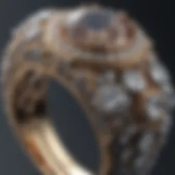 A close-up of a diamond ring showcasing intricate craftsmanship and design