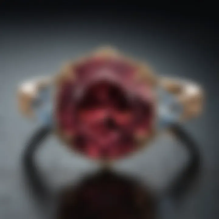 Unique gemstone engagement ring with vibrant colors