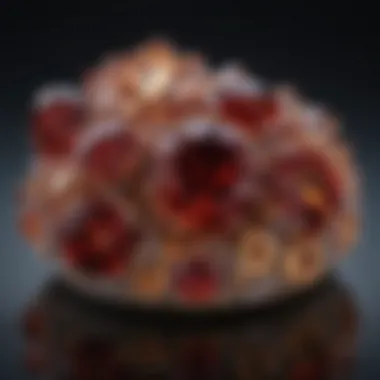 Close-up view of different garnet varieties and their colors