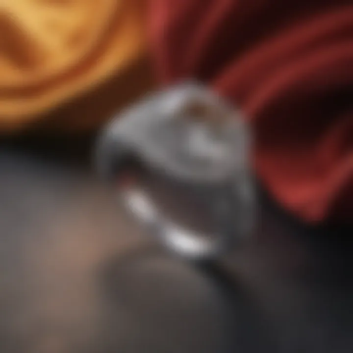 An elegant diamond ring set against a luxurious velvet background.