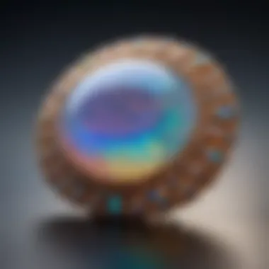 Close-up view of a beautifully cut opal highlighting its iridescence
