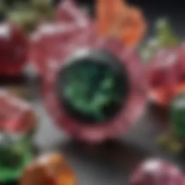 Striking tourmaline crystals with an array of colors from pink to green