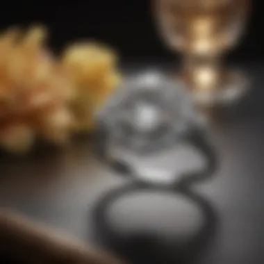 Elegant presentation of a diamond ring in a luxurious setting.