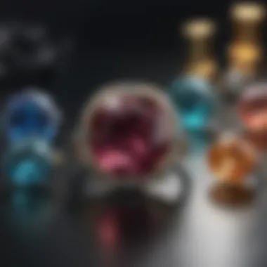 Modern Gem Auction Interface A digital auction platform showcasing various gemstones for bidding
