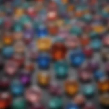 Dazzling Gemstone Showcase A stunning array of gemstones displayed at an auction