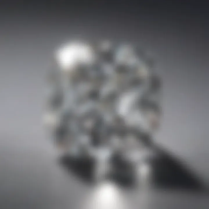 Close-up view of a 3 carat cushion cut diamond showcasing its brilliance.