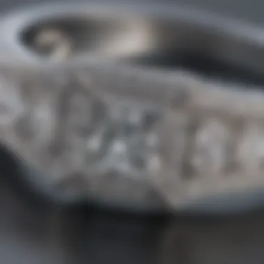 Intricate Design of Princess Cut Pave Diamonds Close-up of a princess cut pave diamond engagement ring showcasing intricate designs