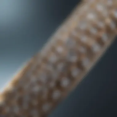 Close-up of sparkly diamonds embedded in a bangle