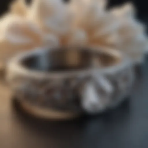 Intricate design of a vintage wedding ring with filigree details