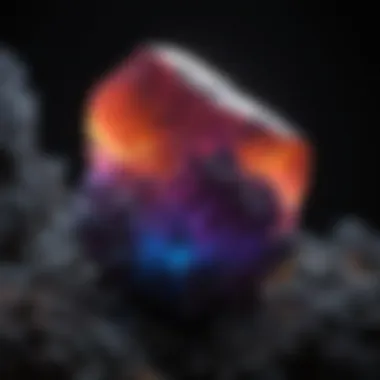 Fluorescent Mineral Under Black Light A stunning mineral specimen glowing under black light, highlighting its unique fluorescence