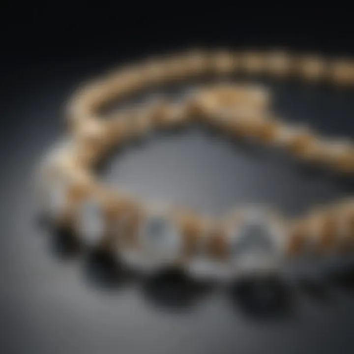 Elegant display of a diamond tennis chain draped on a luxurious fabric