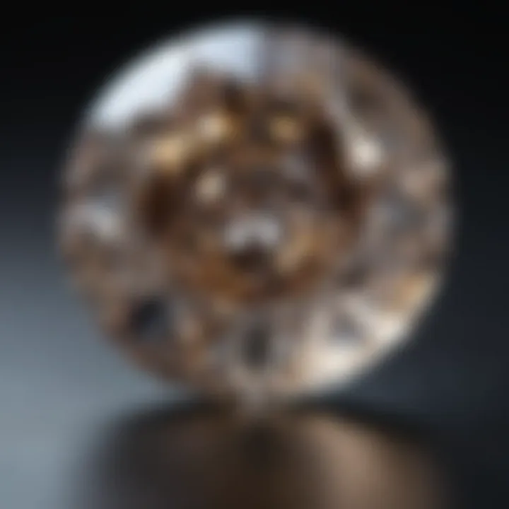 Close-up of a brilliant diamond on display