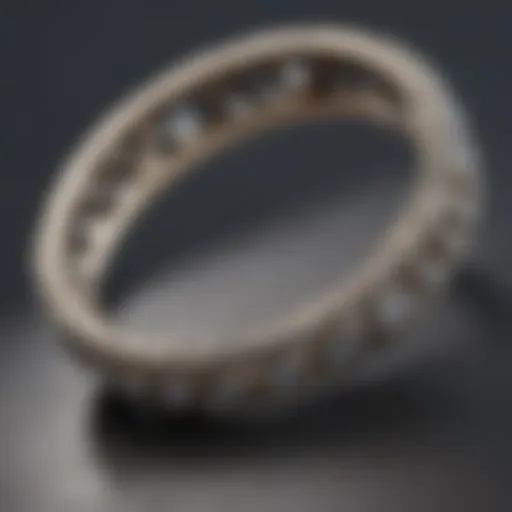 Elegant thin pave wedding band showcasing intricate diamond setting