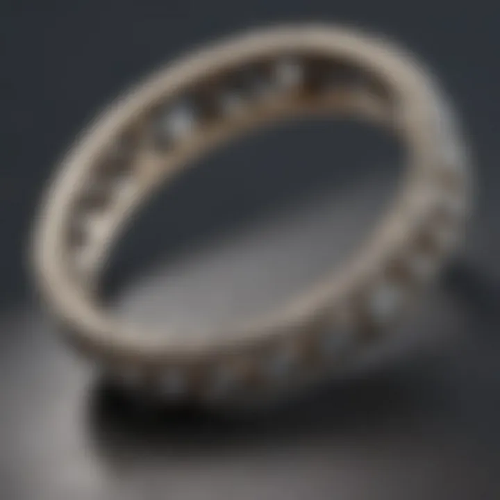 Elegant thin pave wedding band showcasing intricate diamond setting