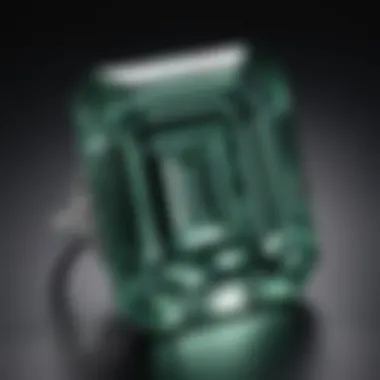 A captivating emerald-cut diamond with its distinct step-cut facets