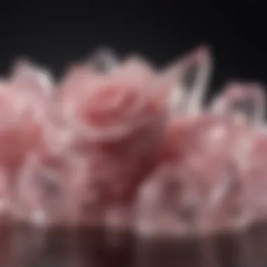 Artistic arrangement of rose quartz crystals on a luxurious surface, emphasizing their aesthetic appeal