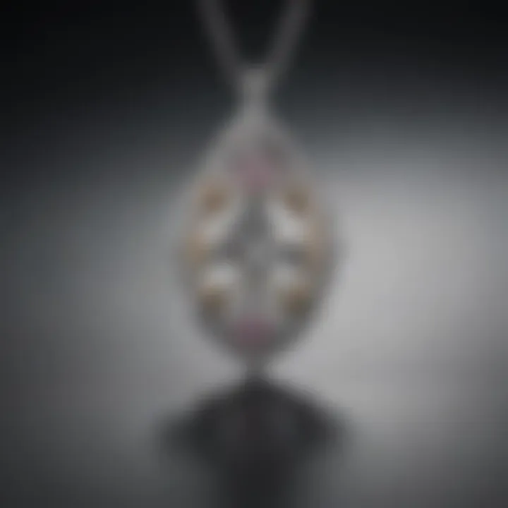 A sparkling diamond pendant displayed on a velvet surface