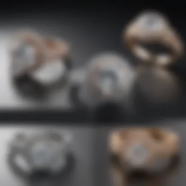 Comparison of various round pave engagement rings highlighting different designs.