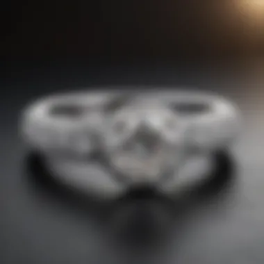 Intricate Diamond Setting of Round Pave Engagement Ring Close-up view of a round pave engagement ring showcasing intricate diamond setting.