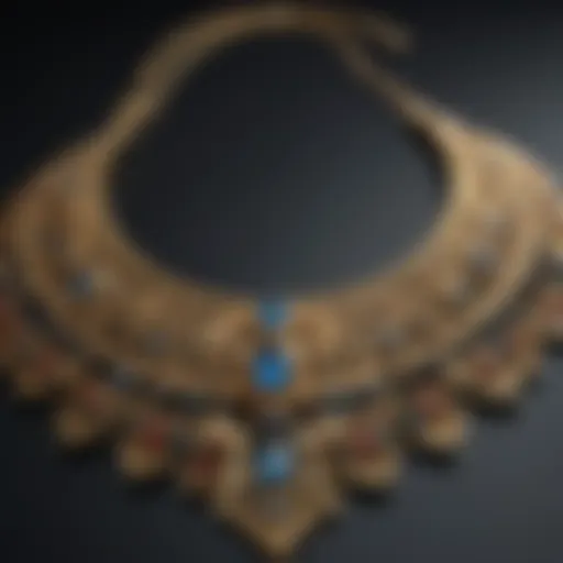 An exquisite gold necklace adorned with intricate designs