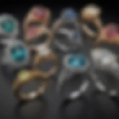 A timeline illustrating the evolution of engagement ring styles through history