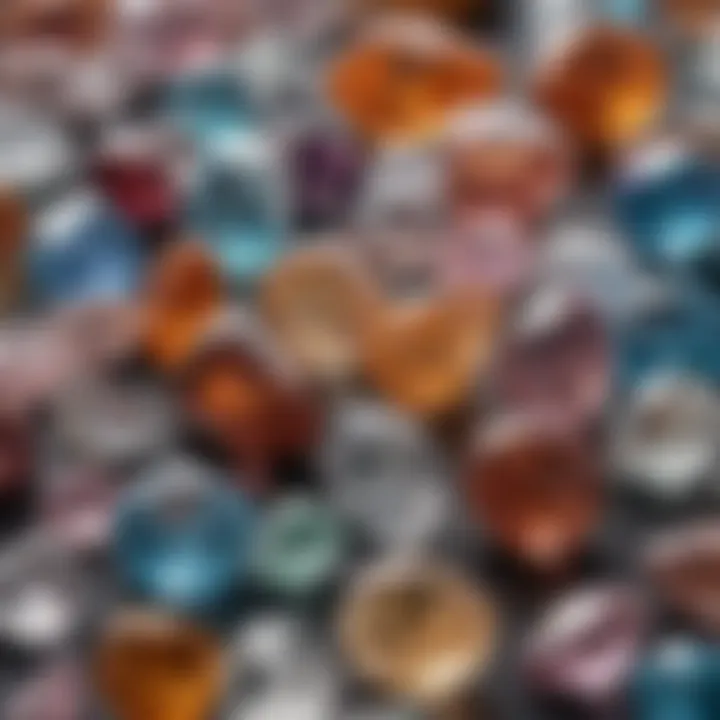 An array of different quartz types, highlighting the diversity in colors and forms.