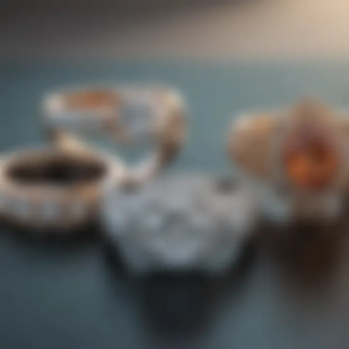 Display of various styles of Tiffany stackable diamond rings representing cultural significance