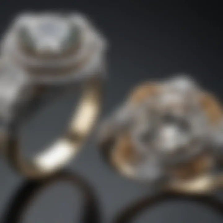 A side-by-side comparison of the elegance and design of two different diamond ring settings