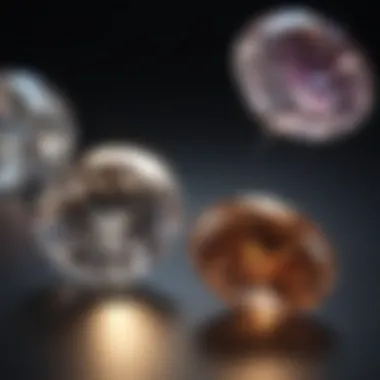 Comparison of fluorescent and non-fluorescent diamonds in natural light