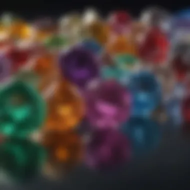 Rare Gemstones Reflecting Light An elegant arrangement of rare gemstones reflecting light in various colors