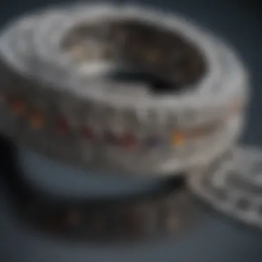 Intricate Silver Strip Jewelry A finished piece of jewelry made from silver strips, highlighting intricate designs.