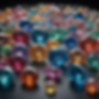 Gemstone Collection with Meaningful Colors Close-up of sparkling gemstones with meaningful colors