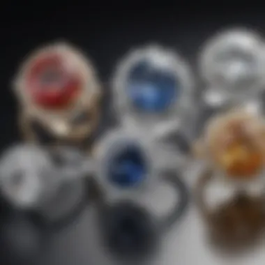 Variety of Four Carat Halo Styles Diverse styles of four carat halo engagement rings displayed together
