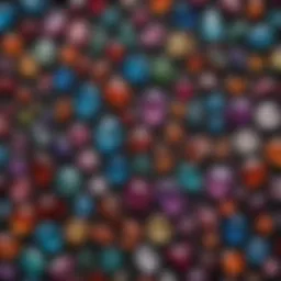 A stunning array of colorful gemstones from Pala displayed on a dark velvet background.