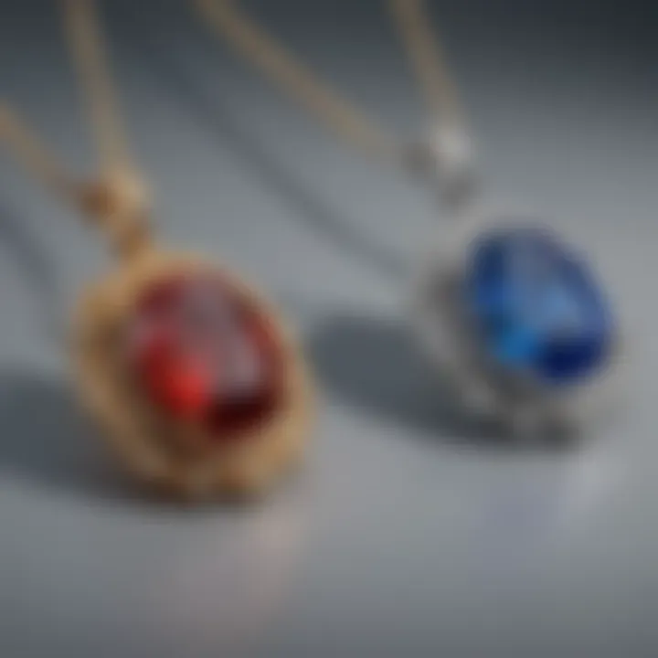 An elegant gemstone pendant before and after resizing, highlighting transformation.