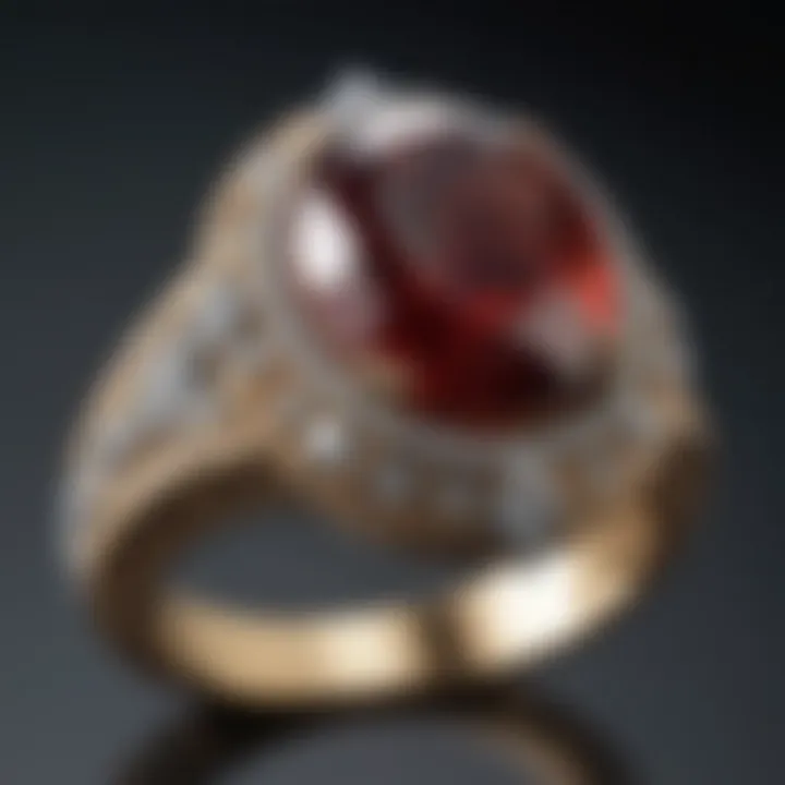 Close-up view of a high setting ring showcasing a brilliant gemstone