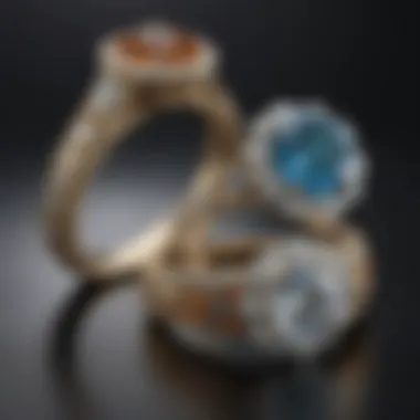 An artistic display of engagement rings from various historical periods