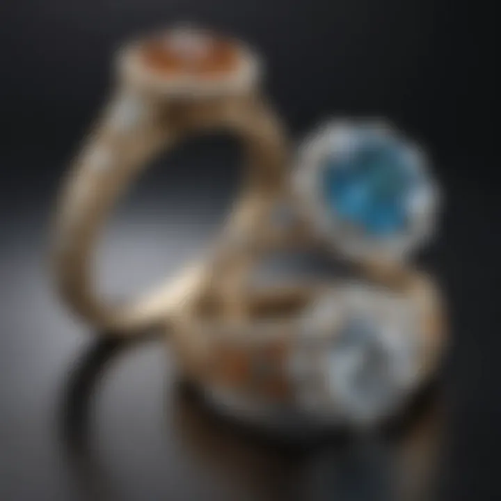 An artistic display of engagement rings from various historical periods