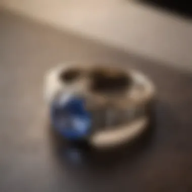 A luxurious wedding ring displayed with a price tag