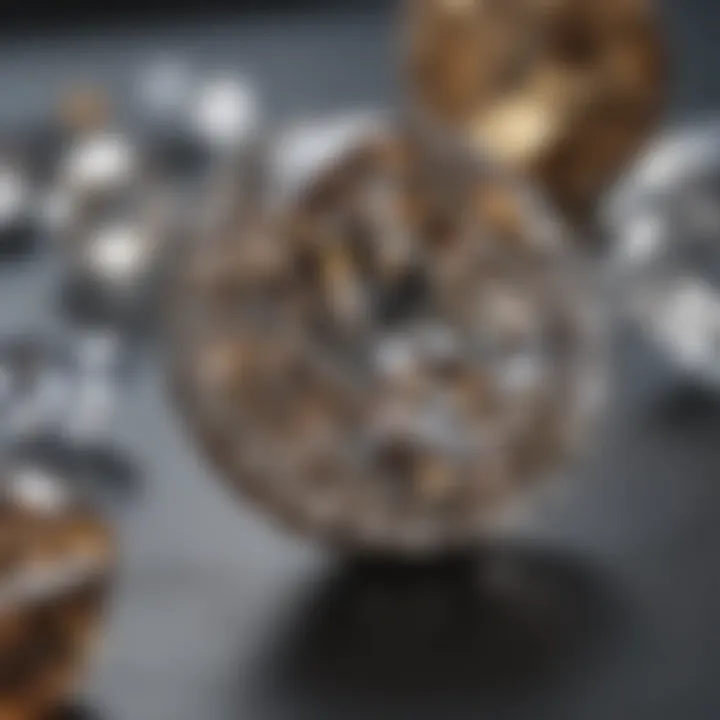 Close-up of ethically sourced diamonds in a jeweller's showcase