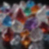 Close-up of various crystals showcasing their unique textures and colors